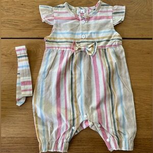 NWOT ADD ON striped baby girl jumper